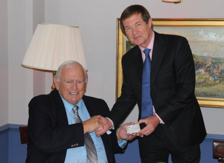 Dave Thomas is awarded Honorary Life Membership of The European Tour by Chief Executive George O’Grady