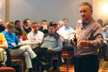 Social Media expert Dr Jim Hamill during his seminar at the TGI Golf Partnership's inaugural Business Conference staged at Marriott Worsley Park, Manchester.
