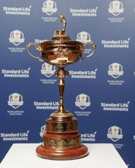 Ryder Cup Trophy with Standard Life backdrop