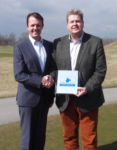 David MacLaren, The European Tour’s Director of Property and Venue Development, and Land Fleesensee Managing Director Thomas Döbber-Rüther announce Golf & Country Club Fleesensee in Germany as the sixth European Tour Destination during the European Tour Properties Spring Conference at The Dutch