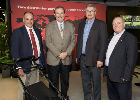 Jerry Kilby, second left, with, from left, Jeff Anguige, Graham Dale and Peter Mansfield representing Toro and Lely.