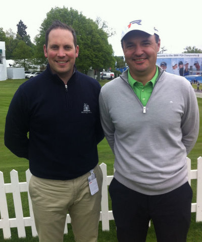 David Griffin, Brocket Hall Golf Club manager (left) with Simon Khan