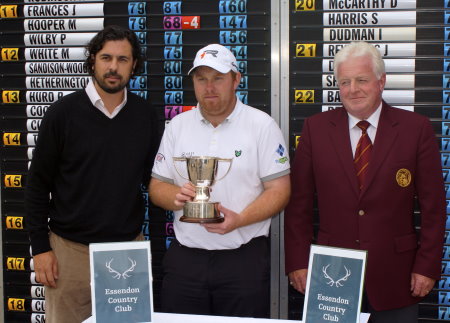 Kieran Griffin (Owner, Essendon Country Club), Barrie Trainor (Tournament Winner) and John Smith (Secretary of PGA in England East (S))