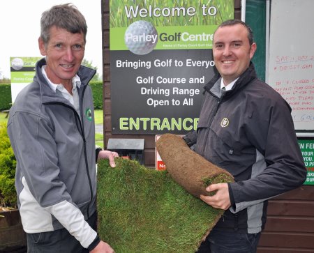 Parley Golf Centre's Hugh Dampney (left) and Joe Hendy of British Seed Houses