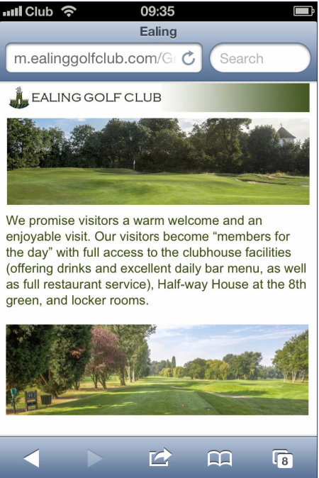 Ealing Golf Club smartphone presentation