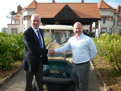 Club Car’s Kevin Hart (left) with Russell Smith, Director of Golf of The Renaissance Club