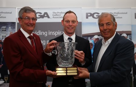 John Watson, centre, with PGA captain Neil Selwyn-Smith, left, and Waren Sunderland (courtesy of Matt Lewis at Getty Images)