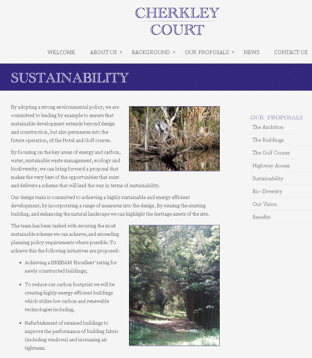 The Cherkley Court website gives full details of the project