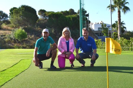 Lars Aarup, Director of Huxley Golf Andalucía (left), Gitte Aarup, Accountant at Huxley Golf Andalucía (centre) and Richard White, Huxley Golf Installation Manager (right).
