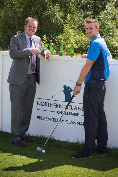 Graeme Murphy, Key Accounts Manager SHS Drinks, with Jason Thompson, Assistant Professional, Galgorm Castle Golf Club.