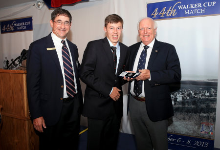 Glen Nager, the President of the USGA, Matthew Fitzpatrick and Professor Wilson Sibbett, Chairman of The R&A