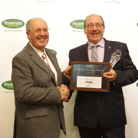 PING Europe Managing Director John Clark (right) receives the award from Foremost CEO Paul Hedges
