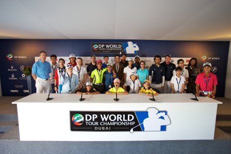 Up-and-coming young golfers enjoy a behind-the-scenes visit to the DP World Tour Championship Media Centre