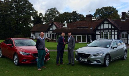 Damian Benstead, MD Golf Show Group, Richard Whittam, Fleet Manager of Mazda Motors UK Limited, Dominic McMullan, Sales & Marketing Manager Golf Show Group.