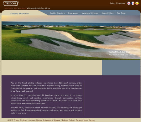 Troon Golf website EMEA