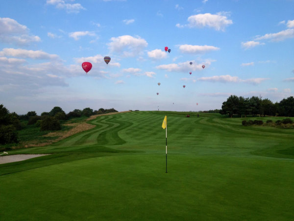 John ‘s winning photograph, hot air balloons over the 3rd hole at Long Ashton Golf Club