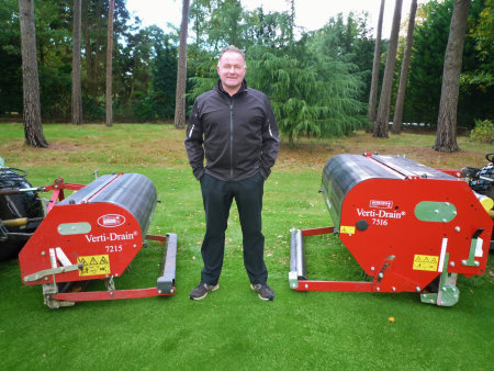 Course Manager Paul Robinson with his duo of Verti-Drains
