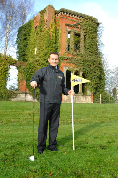JCB CEO Graeme Macdonald in front of the ruins of Woodseat Hall, location of the new JCB Golf course