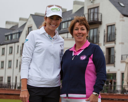 Pat Sawers with LPGA star Paula Creamer prior to the Ricoh Women’s British Open in 2011