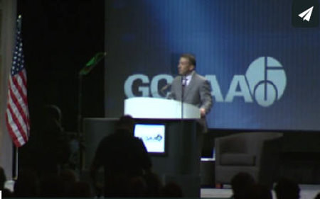 GCSAA CEO Rhett Evans addresses the Opening Ceremony