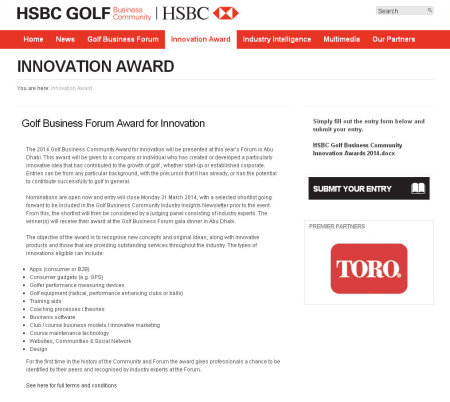 HSBC GBC Innovation award webpage