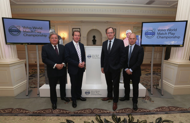 (L-R) Charles Fairweather, Chairman of the London Golf Club;   George O’Grady, Chief Executive of The European Tour;l Per Ericsson, President of Volvo Event Management and Guy Kinnings, Global Head of Golf IMG  (Photo by Andrew Redington/Getty Images)