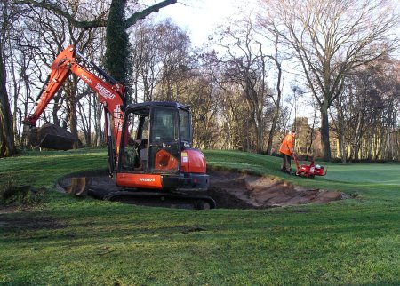 Speedcut at work on Silvermere Golf Club's second green bunker in Surrey
