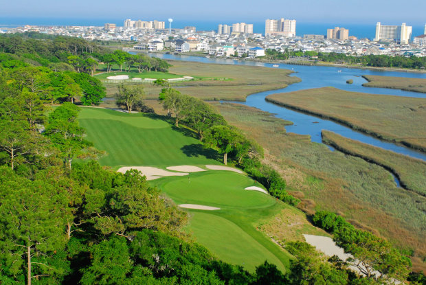 Tidewater Golf Club's third and 12th holes are nestled beside the Intracostal Waterway and Cherry Grove Beach