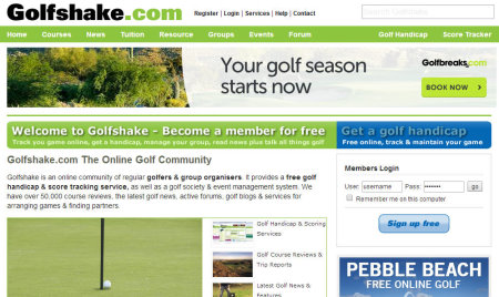 Golf Shake.com Website
