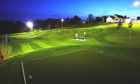 Floodlit play at Modern Golf, Austria’s first all-weather golf course created by Huxley Golf