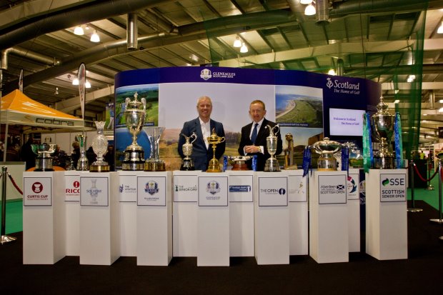 The 13 trophies in attendance at the Scottish Golf Show are: The Ryder Cup, The Claret Jug (The Open Championship), The Solheim Cup, RICOH Women’s British Open, Aberdeen Asset Management Scottish Open, Aberdeen Asset Management Ladies Scottish Open, The Johnnie Walker Championship, The Curtis Cup, The Senior Open Championship, The Scottish Hydro Challenge, The SSE Scottish Seniors Open, The Amateur Championship, The Junior Ryder Cup