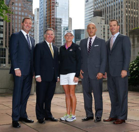 (from left): Mike Whan, Commissioner, LPGA Tour; John Veihmeyer, Chairman, KPMG; Stacy Lewis, LPGA Professional; Pete Bevacqua, CEO, PGA of America and Mike McCarley, President, Golf Channel (photo credit Getty Images)