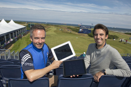 Ross Duncan (left) from the SGU with All SquareÂ®â€™s Arthur de Rivoire at The 2014 Aberdeen Asset Management Scottish Open at Royal Aberdeen