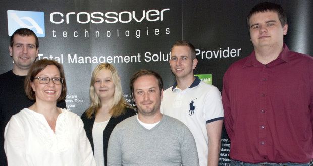 Crossover Technologies new support team pictured from left: Alan Heales, Claire Fraser, Avril Morgan, David Ridout, Laurence Cooper and James Bishop-Matthews.
