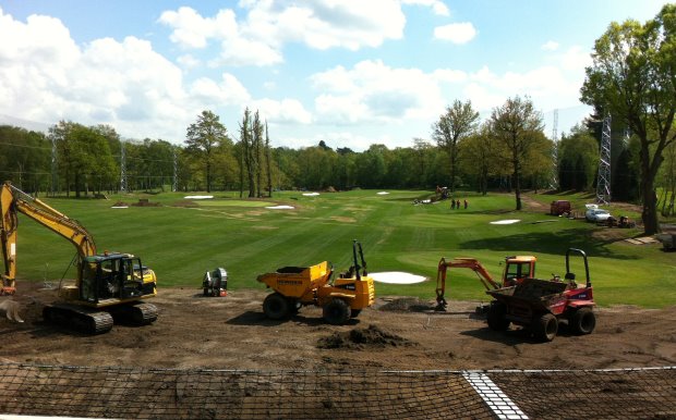 Speedcut Contractors working on the Silvermere Golf Club driving range.