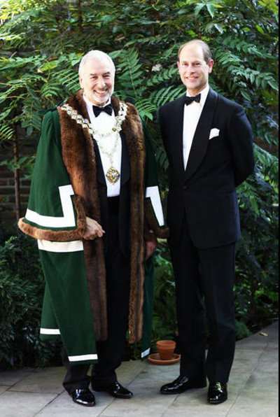 Stephen Bernhard, Master of the Worshipful Company of Gardeners, with HRH The Earl of Wessex