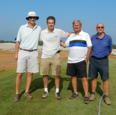 Olympic Golf Course Construction team (from left): Golf Course Architect Gil Hanse, Marcelo Matte of Green Grass Brazil, David Doguet of Bladerunner Farms and Superintendent Neil Cleverly (photo courtesy Marcelo Matte, Green Grass Brazil)