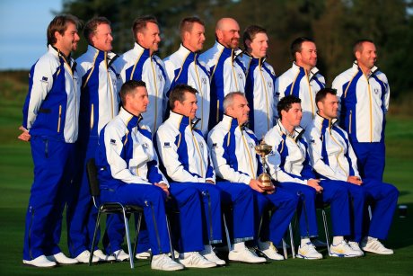 2014 European Ryder Cup Team in ProQuip Golf waterproofs (photo Getty Images).
