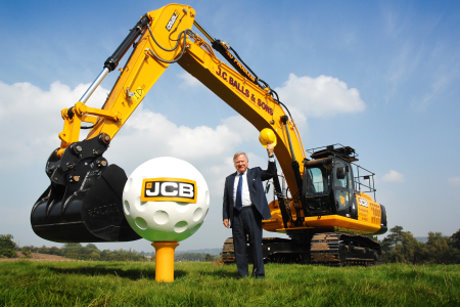JCB Chairman Lord Bamford marks the start of work on JCB's new £30 million golf course