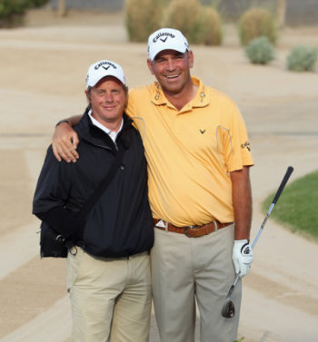 Mike Walker, left, with Thomas Bjorn (courtesy of Getty Images)