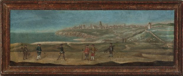 A painting from the 1720s taken from the perspective of what is today the 17th fairway and would have been somewhere near the 20th hole prior to 1764. (Reproduced by kind permission of The Royal and Ancient Golf Club of St Andrews)