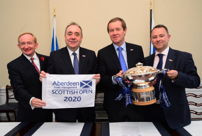(left to right) Mike Cantlay, Chairman of Visit Scotland; Alex Salmond, First Minister of Scotland; George O’Grady, Chief Executive of The European Tour; and Stephen Docherty, Aberdeen Asset Management Head of Global Equities ( Getty Images)