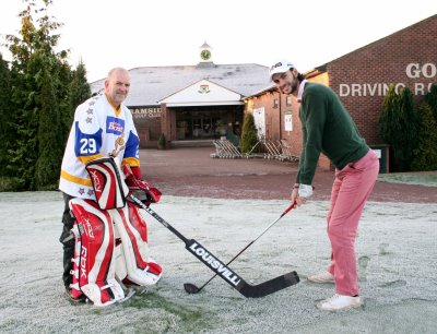 Father and Son face off at golf resort - Pro Golfer Matt Killen and father Frankie, former Durham Wasps Ice Hockey net minder at Ramside Hall Hotel and Golf Club