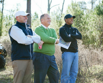 Bluejack National Developers Casey Paulson and Michael Abbott with Course Designer Tiger Woods
