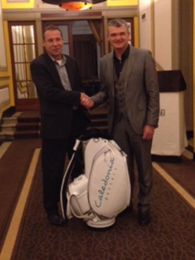The founder of Caledonia Golf, Claus-Peter Maier with Paul Lawrie