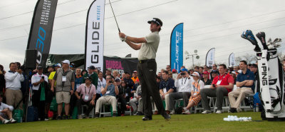 Bubba Watson hits his shot during Demo Day at the 62nd PGA Merchandise Show at the Orange County National Golf Course January 2015. (Photo by Montana Pritchard/The PGA of America)