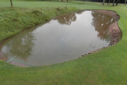 One of Little Aston’s bunkers after the flood prior to Souters Sports arrival.