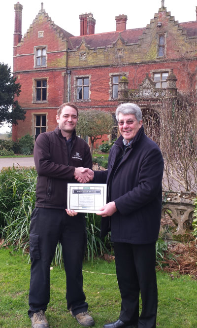 David Mears (right), Highspeed Group’s MD presents James Bonfield, course manager of the Hertfordshire Golf & Country Club with a certificate to mark the winning of a ClearWater system