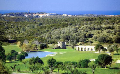 Penha Longa Championship Course with the iconic aqueduct and views of the Atlantic Ocean