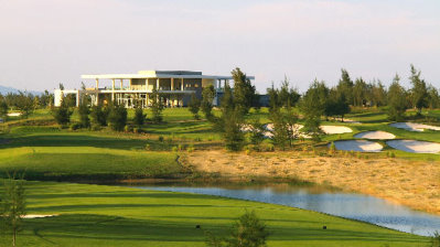 The clubhouse at Montgomerie Links from the course